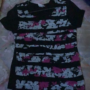 Black Flower Blouse Top